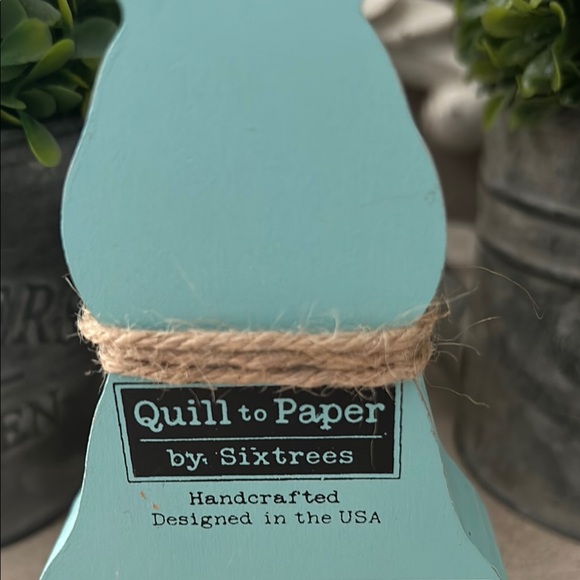 Boho Farmhouse aqua blue Wooden Bunny Decor - Picture 2 of 12